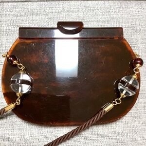 Mangiameli Milano Vintage 1950’s Very Rare Tortoise Lucite Made In Italy Bag